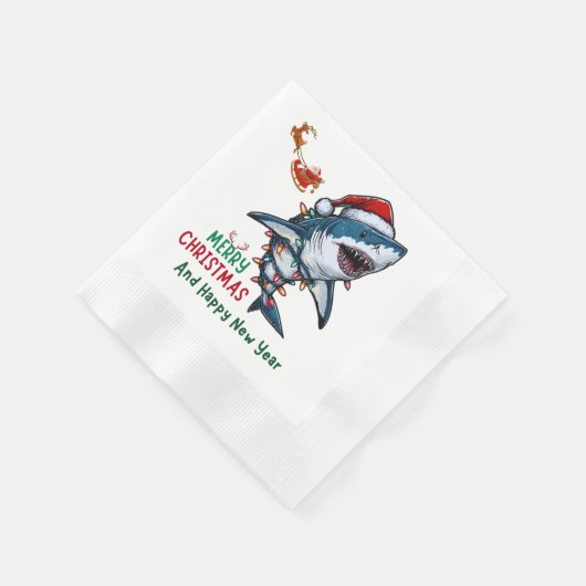 Shark Christmas Hat Xmas Serviette (Ecke)
