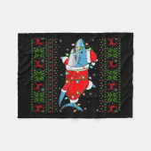 Shark Christmas Lights Santa Costume Ugly Xmas Swe Fleecedecke (Vorderseite (Horizontal))