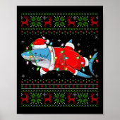 Shark Christmas Lights Santa Costume Ugly Xmas Swe Poster (Vorne)