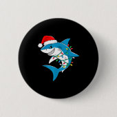 Shark Christmas Lights Santa Hat Xmas Pajama Boys Button (Vorderseite)