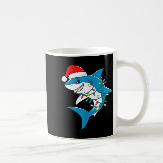 Shark Christmas Lights Santa Hat Xmas Pajama Boys Kaffeetasse (Rechts)