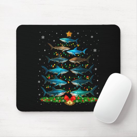 Shark Christmas Tree Ornament Funny Shark Lovers X Mousepad (Mit Mouse)