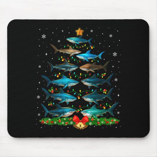 Shark Christmas Tree Ornament Funny Shark Lovers X Mousepad (Vorne)