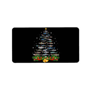 Shark Christmas Tree Shark Lovers Gifts Adressaufkleber