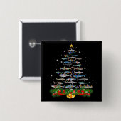 Shark Christmas Tree Shark Lovers Ohrts Button (Vorne & Hinten)