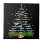 Shark Christmas Tree Shark Lovers Ohrts Fliese (Vorderseite)