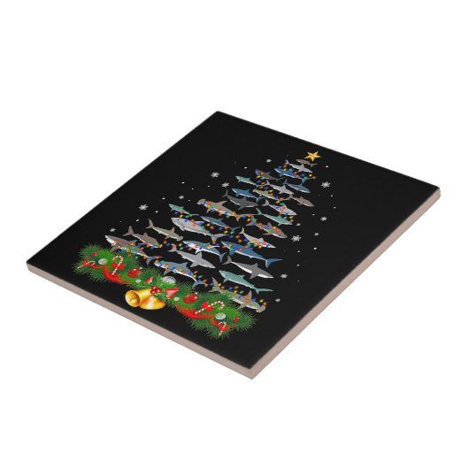 Shark Christmas Tree Shark Lovers Ohrts Fliese (Seite)