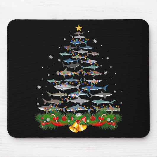 Shark Christmas Tree Shark Lovers Ohrts Mousepad (Vorne)