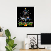 Shark Christmas Tree Shark Lovers Ohrts Poster (Heimbüro)