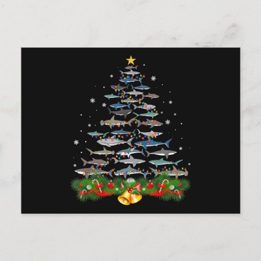 Shark Christmas Tree Shark Lovers Ohrts Postkarte (Vorderseite)