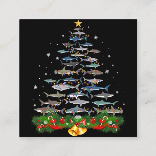 Shark Christmas Tree Shark Lovers Ohrts Quadratische Visitenkarte (Vorderseite)