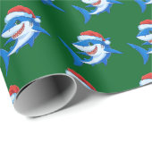 Shark Christmas Weihnachtsmannmütze Geschenk Green Geschenkpapier (Rolleneckpunkt)