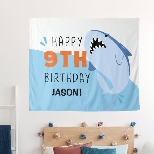 Shark Custom Kids 9. Geburtstagsrückwand Wandteppich