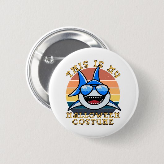 Shark Daddy Spooky Sunset Funny Button (Vorne & Hinten)