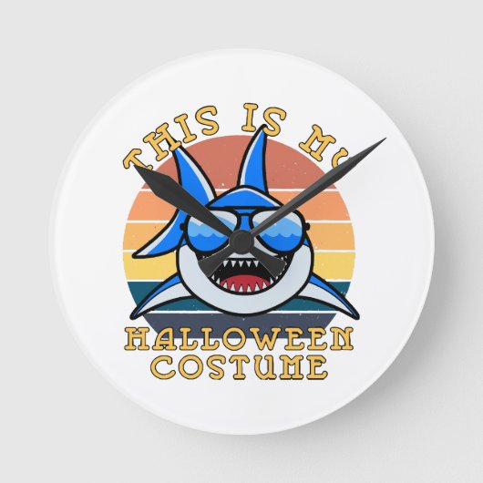 Shark Daddy Spooky Sunset Funny Runde Wanduhr (Vorderseite)