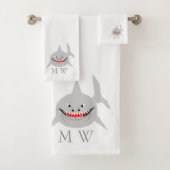 Shark Design Monogrammed Badhandtuch Set (Insitu)