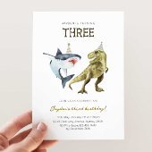 Shark & Dino 3rd B'day Invite, T-rex Shark Party Einladung