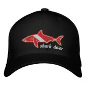 Shark Diver Flag Cap Bestickte Baseballkappe (Vorderseite)