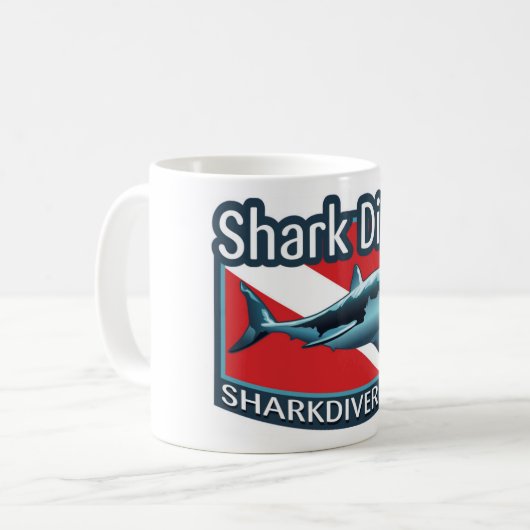 Shark Diver Kaffee Tasse. Kaffeetasse (Vorderseite Links)