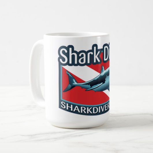 Shark Diver Kaffee Tasse. Kaffeetasse (Vorderseite Links)