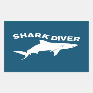Shark Diver Rechteckiger Aufkleber