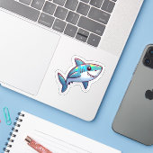 Shark Drawing: Deep Water Sticker #3 (Laptop mit iPhone)