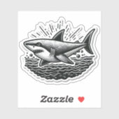 Shark Drawing: Deep Water Sticker #7 (Blatt)