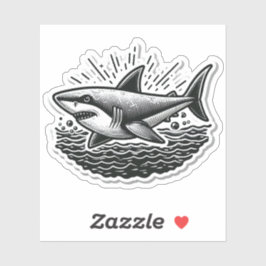 Shark Drawing: Deep Water Sticker #7