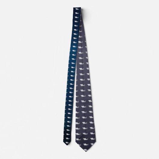 Shark Drawing of White & Gray Ocean Tiled Necktie Krawatte (Rückseite)