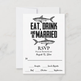Shark Eat Drink und Verheiratet Hochzeit sein RSVP Karte