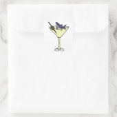 Shark Eating Martini Olive Quadratischer Aufkleber (Tasche)