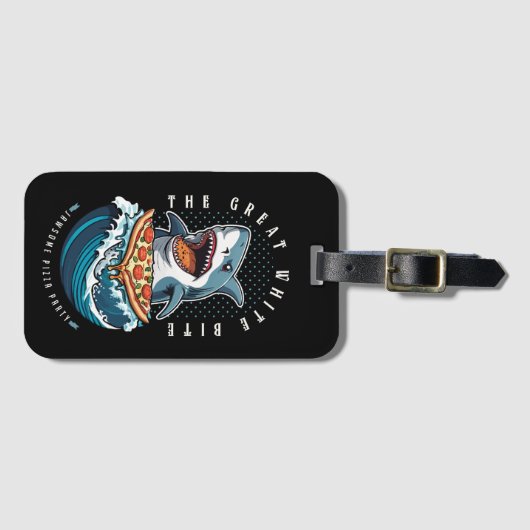 Shark Eating Pizza | Der große weiße Biss Jawsome Gepäckanhänger (Vorderseite (Horizontal))