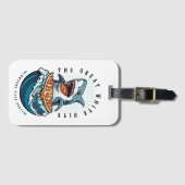 Shark Eating Pizza | Der große weiße Biss Jawsome Gepäckanhänger (Vorderseite (Horizontal))