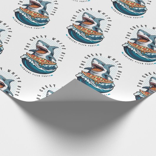 Shark Eating Pizza | Der große weiße Biss Jawsome Geschenkpapier (Ecke)