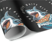 Shark Eating Pizza | Der große weiße Biss Jawsome Geschenkpapier (Rolleneckpunkt)