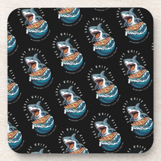 Shark Eating Pizza | Der große weiße Biss Jawsome Getränkeuntersetzer (Vorderseite)