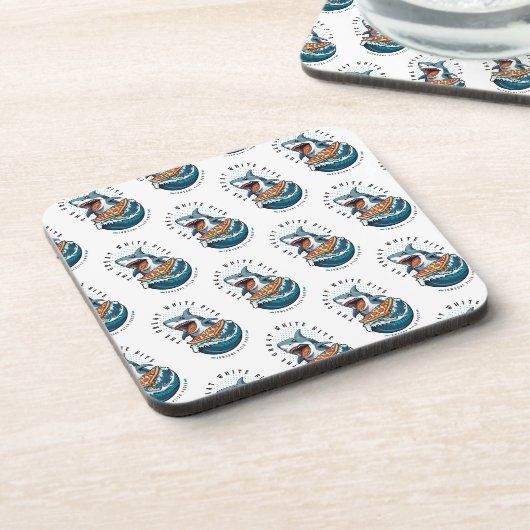 Shark Eating Pizza | Der große weiße Biss Jawsome Getränkeuntersetzer (Linke Seite)