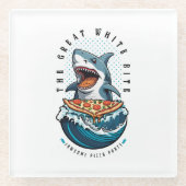 Shark Eating Pizza | Der große weiße Biss Jawsome Glasuntersetzer (Vorderseite)