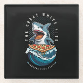 Shark Eating Pizza | Der große weiße Biss Jawsome Glasuntersetzer (Vorderseite)