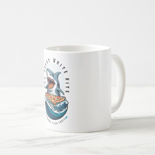 Shark Eating Pizza | Der große weiße Biss Jawsome Kaffeetasse (VorderseiteRechts)
