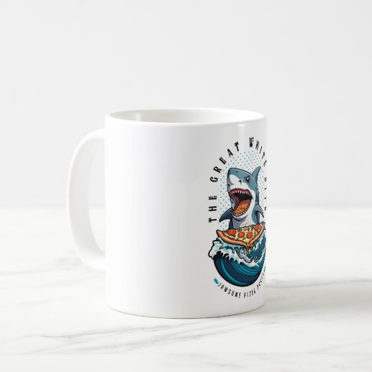 Shark Eating Pizza | Der große weiße Biss Jawsome Kaffeetasse (Vorderseite Links)