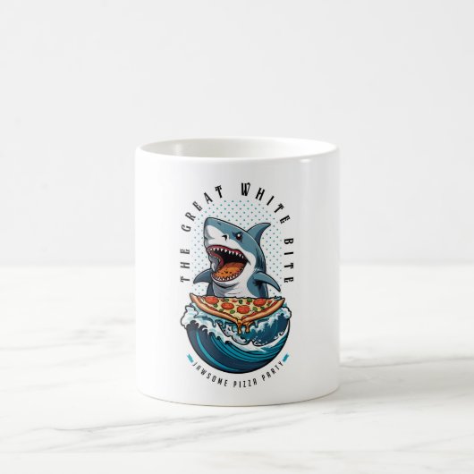 Shark Eating Pizza | Der große weiße Biss Jawsome Kaffeetasse (Mittel)