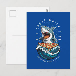 Shark Eating Pizza Der große weiße Biss Jawsome Postkarte