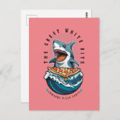 Shark Eating Pizza | Der große weiße Biss Jawsome Postkarte (Vorne/Hinten)