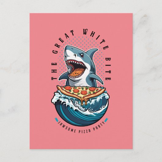 Shark Eating Pizza | Der große weiße Biss Jawsome Postkarte (Vorderseite)