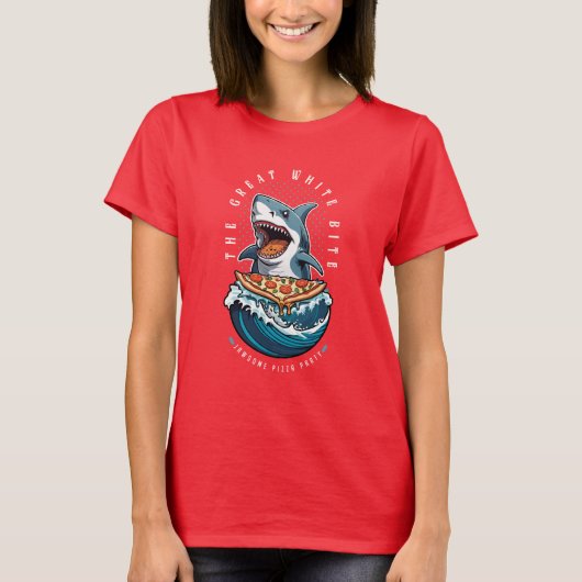 Shark Eating Pizza | Der große weiße Biss Jawsome T-Shirt (Vorderseite)
