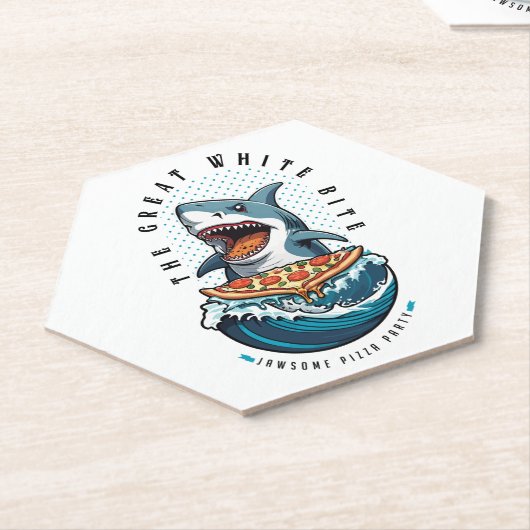 Shark Eating Pizza | Der große weiße Biss Jawsome Untersetzer (angewinkelt)