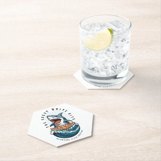 Shark Eating Pizza | Der große weiße Biss Jawsome Untersetzer (Vor Ort)