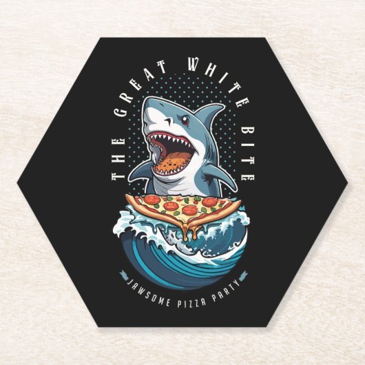 Shark Eating Pizza | Der große weiße Biss Jawsome Untersetzer (Vorderseite)
