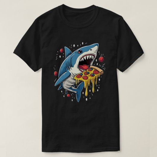 Shark Eating Pizza Funny Pizza Lover T-Shirt (Design vorne)